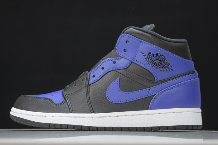 jordan 1 mid hyper royal tumbled leathe 554724-077
