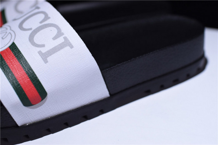 gc leather slide sandal black with gg logo mens